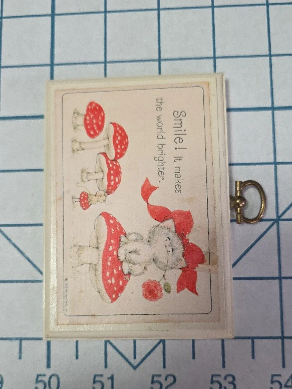 Hallmark Plaque 1979 - Smile! It makes the world brighter! Kittten & Mouse VTG